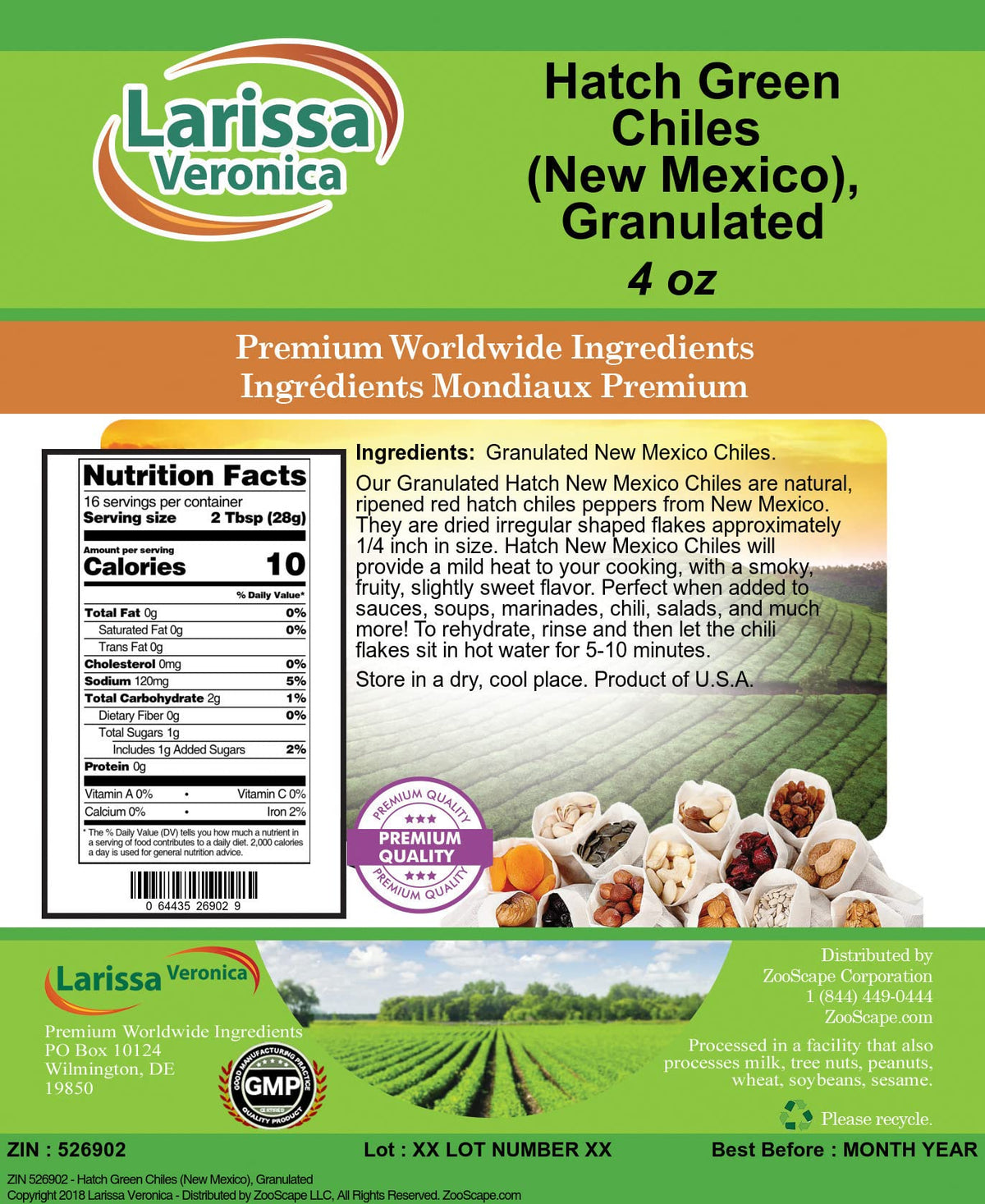 Hatch Green Chiles (New Mexico), Granulated (4 oz, ZIN: 526902) - 2 Pack