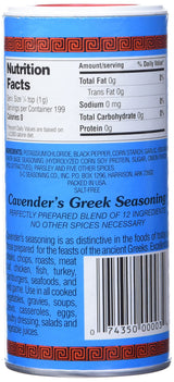 Cavenders, Seasoning Greek Salt Free, 7 Ounce