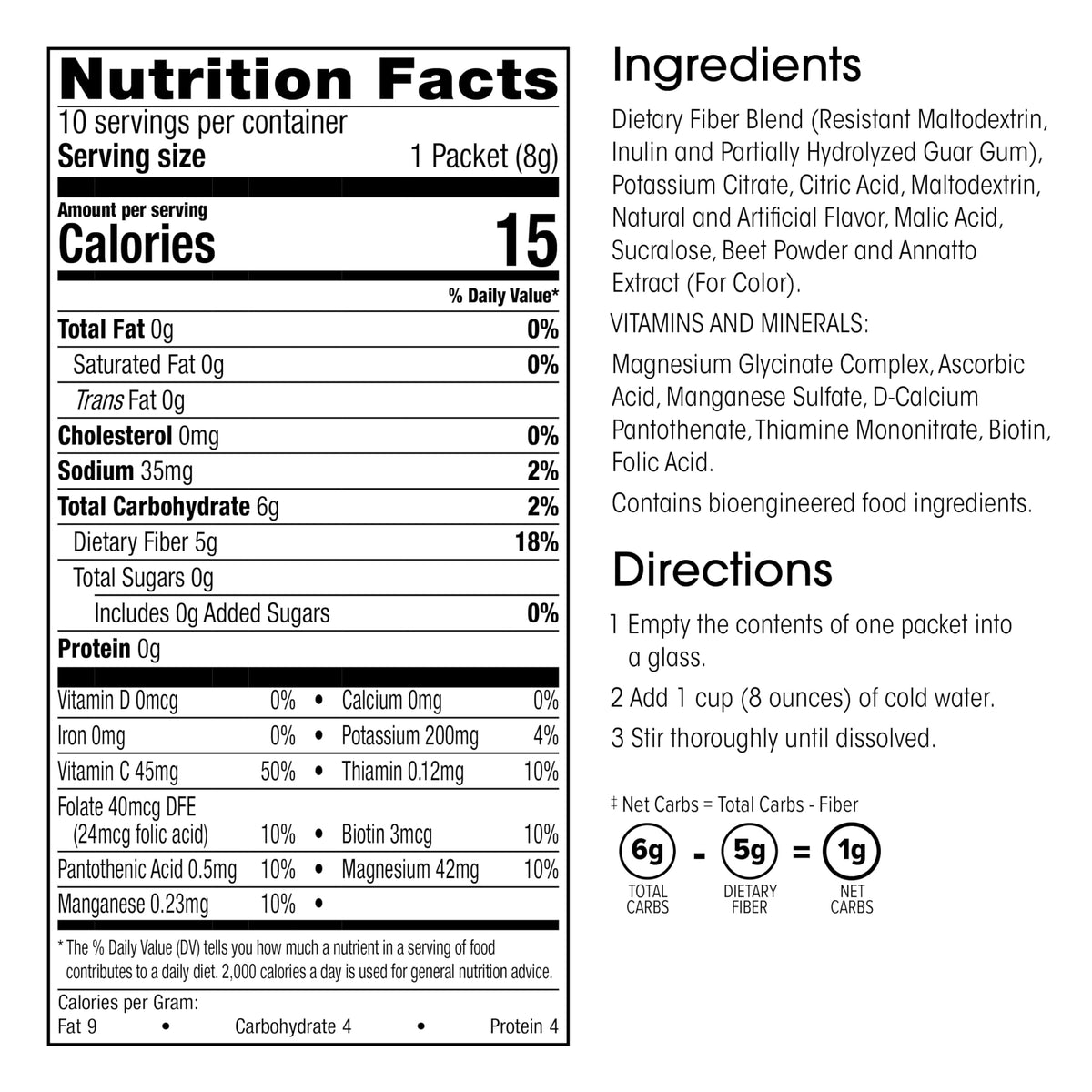 WonderSlim Fiber Drink, Very Berry, 5g Fiber, 7 Vitamins & Minerals, No Fat, Gluten Free, Keto Friendly & Low Carb (10ct)