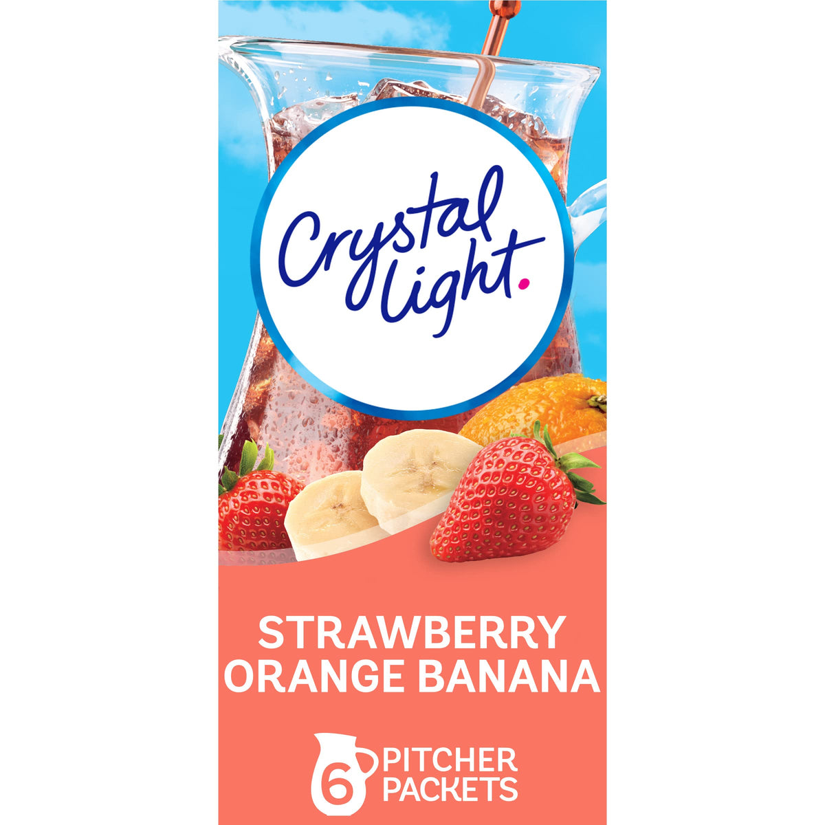 Crystal Light Strawberry Orange Banana Artificially Flavored Powdered Drink Mix, 72 ct Pack, 12 Canisters of 6 Pitcher Packets