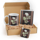 3dRose Rose Gift Set for Her - Mug, Card, Keychain & Chocolate Burgundy Cream Roses - Perfect for Mother's Day, Anniversaries or Birthdays