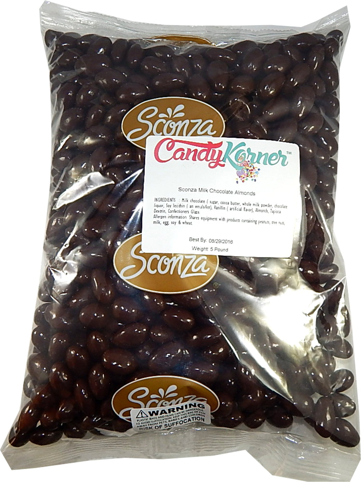 Sconza Milk Chocolate Covered Almonds 1 Pound ( 16 OZ )