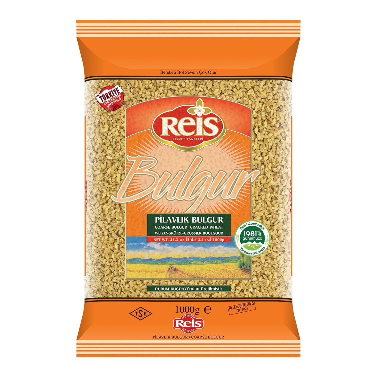 Reis Coarse Bulgur, Wheat Berries, Bulgur Wheat for Pilafs, Meals & Soups, Healthy Pantry Staples, Turkish Grocery Foods, High Fiber & Protein Cereal, Whole Grain Bag, Vegan, Halal, 2.2 Lbs (1000g)