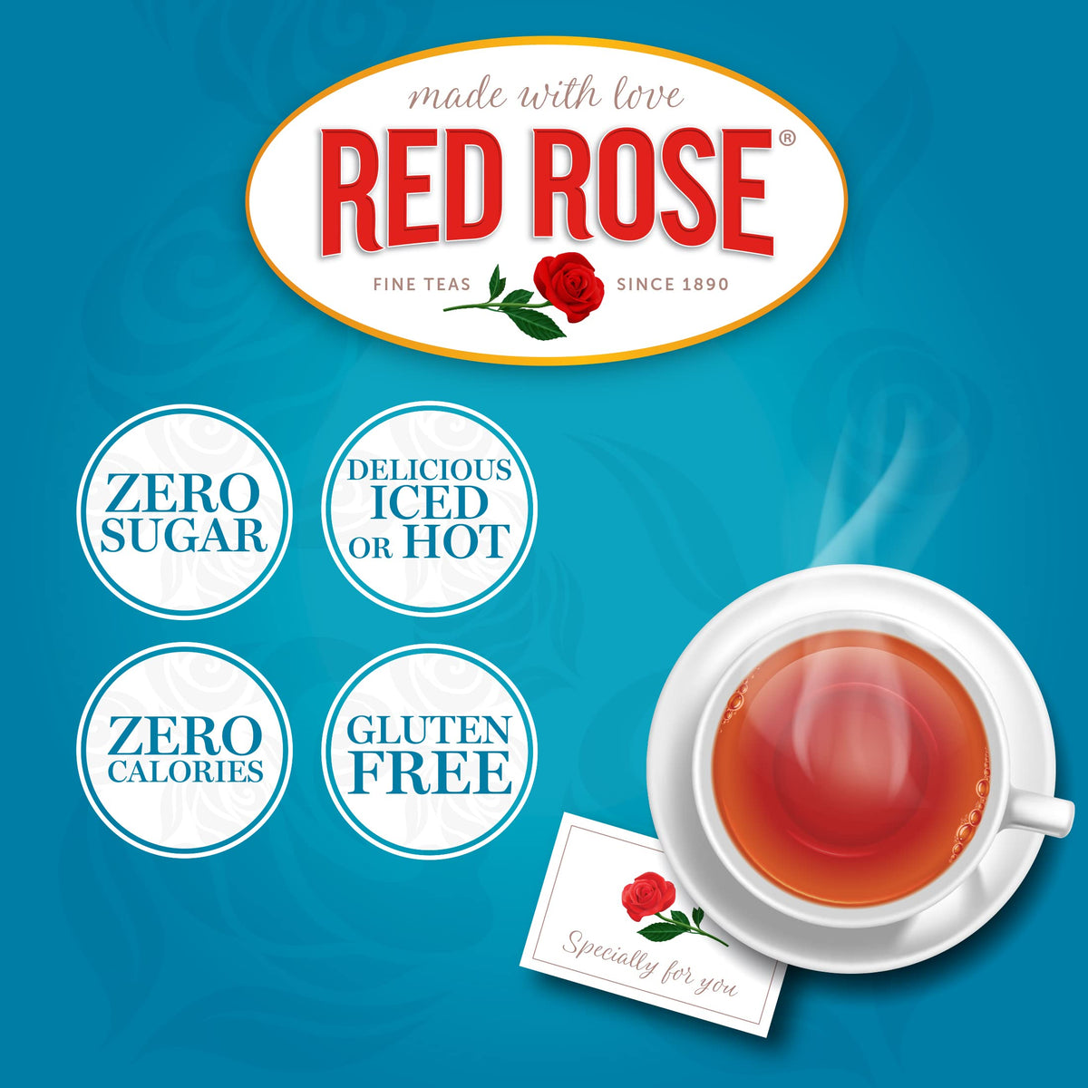 Red Rose Naturally Decaffeinated Tea 48-Count Boxes (Pack of 2)