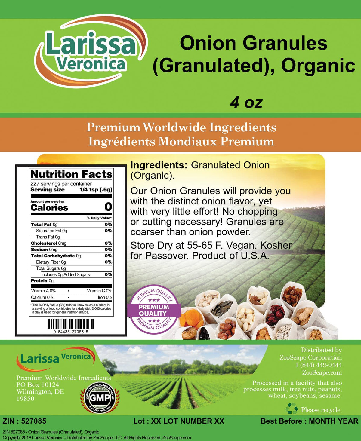 Onion Granules (Granulated), Organic (4 oz, ZIN: 527085) - 3 Pack