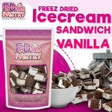 Freeze Dried Ice Cream Sandwich Bites - Vanilla - Crunchy & Sweet Snack 2.5oz Freeze-Dried Space Ice-Cream Pack Dehydrated Resealable Gift Bag - 6