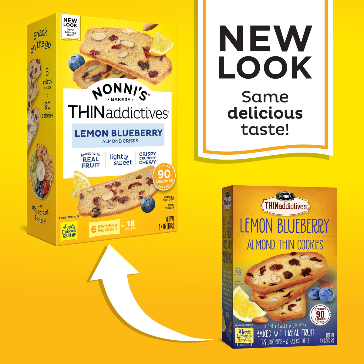 Nonni's THINaddictives Almond Thin Cookies - 3 Boxes Lemon Blueberry Cookie Thins - Almond Cookies - Sweet Crunchy & Chewy - Biscotti Individually