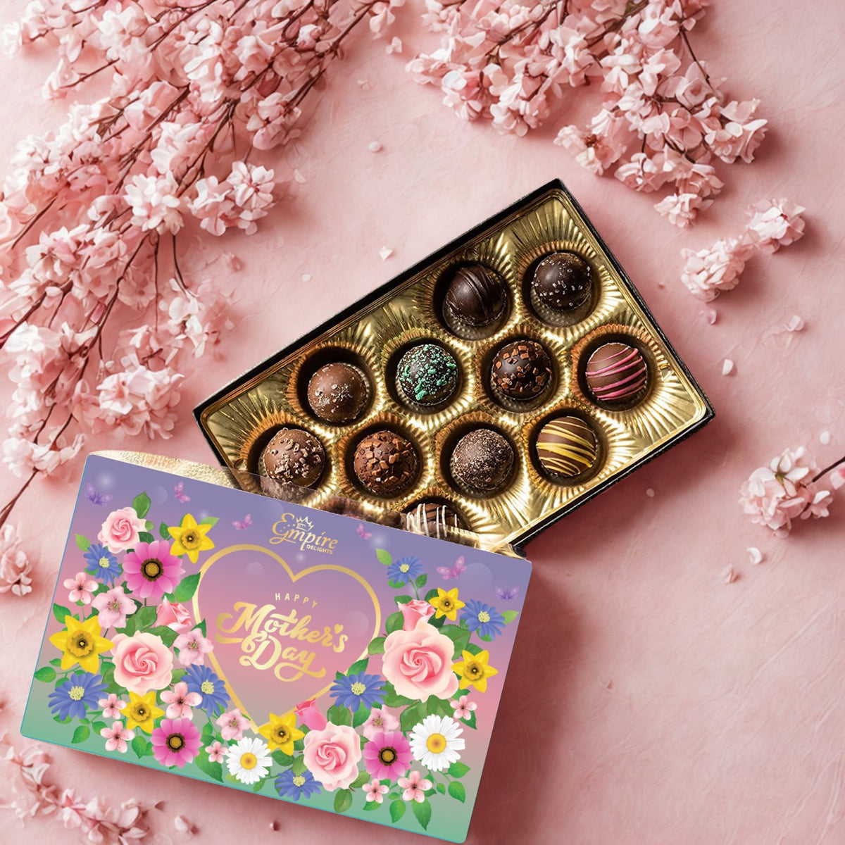 Mother’s Day Chocolate Gift Box - Assorted Gourmet Truffles Gift Box - Elegant Mothers Day Gifts for Mom, Wife, Grandma - Premium Candy Assortment, 6