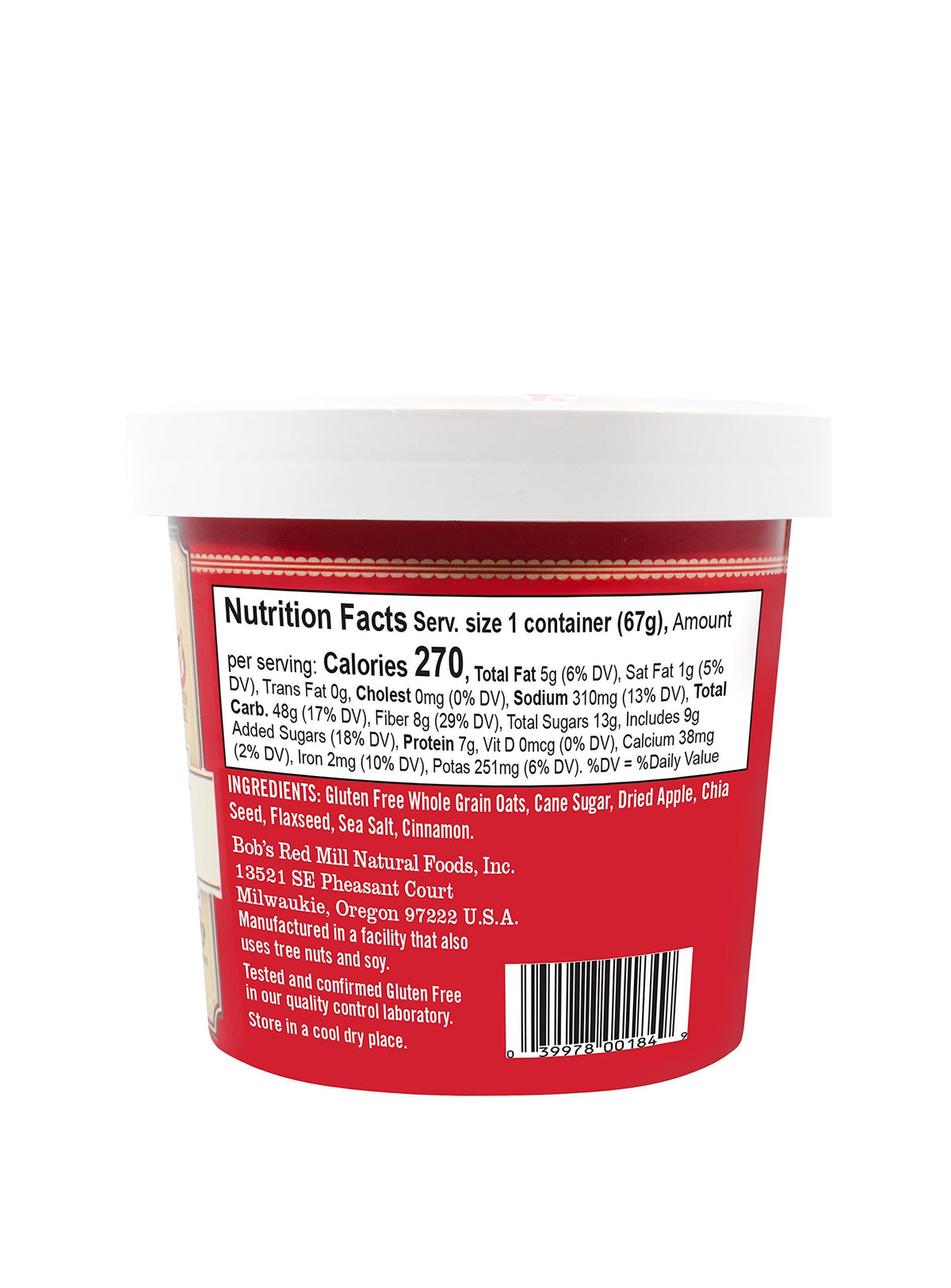 Bob's Red Mill Gluten Free Oatmeal Cup, Apple & Cinnamon (Single)