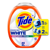 Tide Power PODS White Laundry Detergent Pacs, 45 Count, Brilliant Whitening + Color Protect