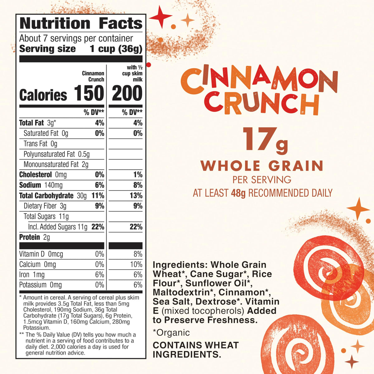 Cascadian Farm, Cereal Cinnamon Crunch Organic, 9.2 Ounce