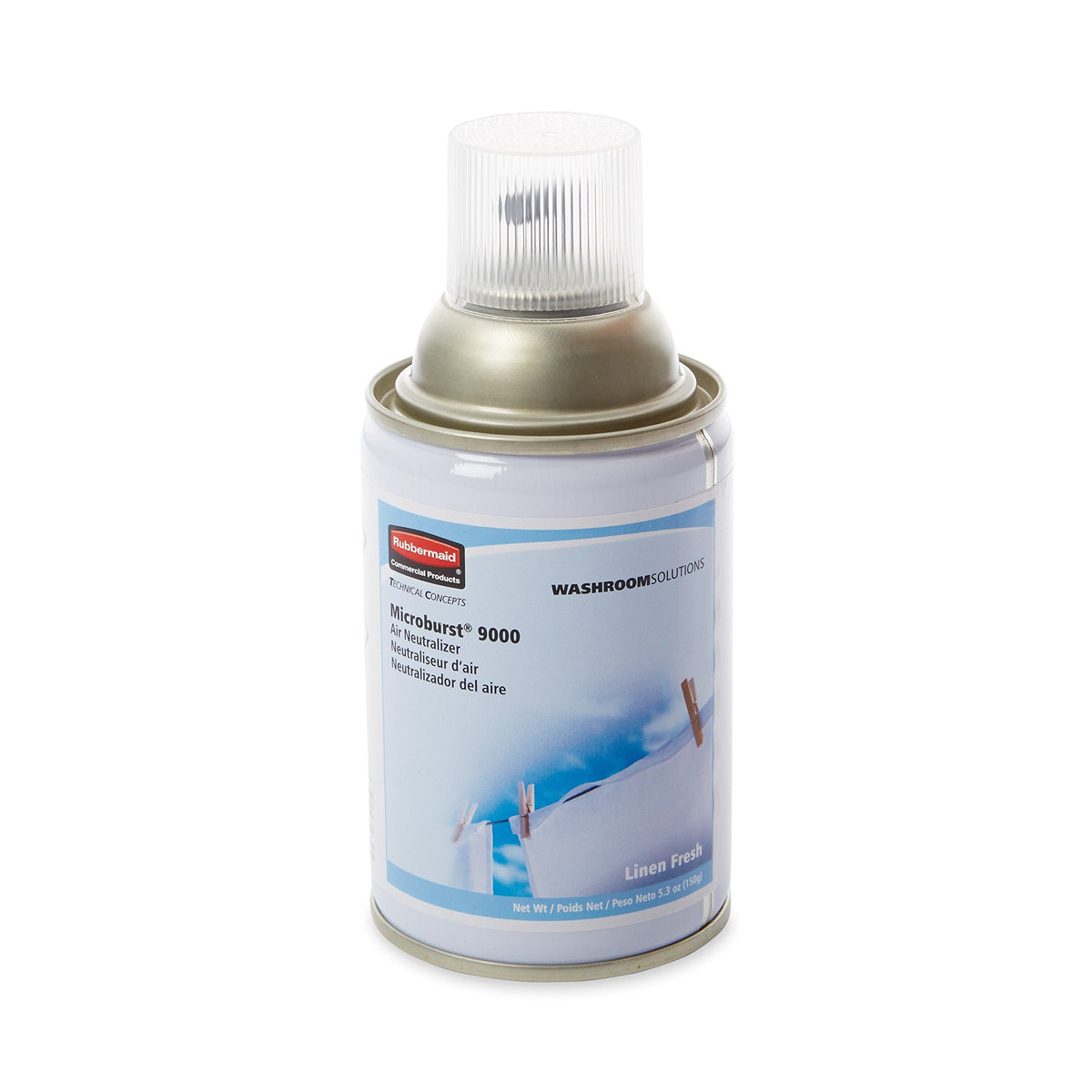 Rubbermaid Commercial Tc Microburst 9000 Air Freshener Refill, Linen Fresh, 5.3 Oz Aerosol Spray, 4/carton