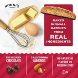 Nonni's Cioccolati Dark Chocolate Almond Biscotti Cookies - Individually Wrapped Italian Coffee Snack, Crunchy Twice-Baked, 21.5 oz Carton