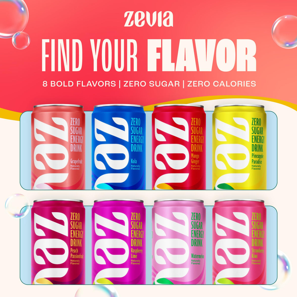 Zevia Zero Sugar Energy Drink, Grapefruit, 12 oz Cans (12-Pack) - Naturally Sweetened, Non-GMO Project Verified, Gluten-Free, Vegan