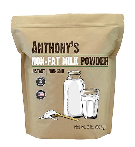 Anthony's Non Fat Milk Powder, 2 lb, Instant, Gluten Free & Non GMO