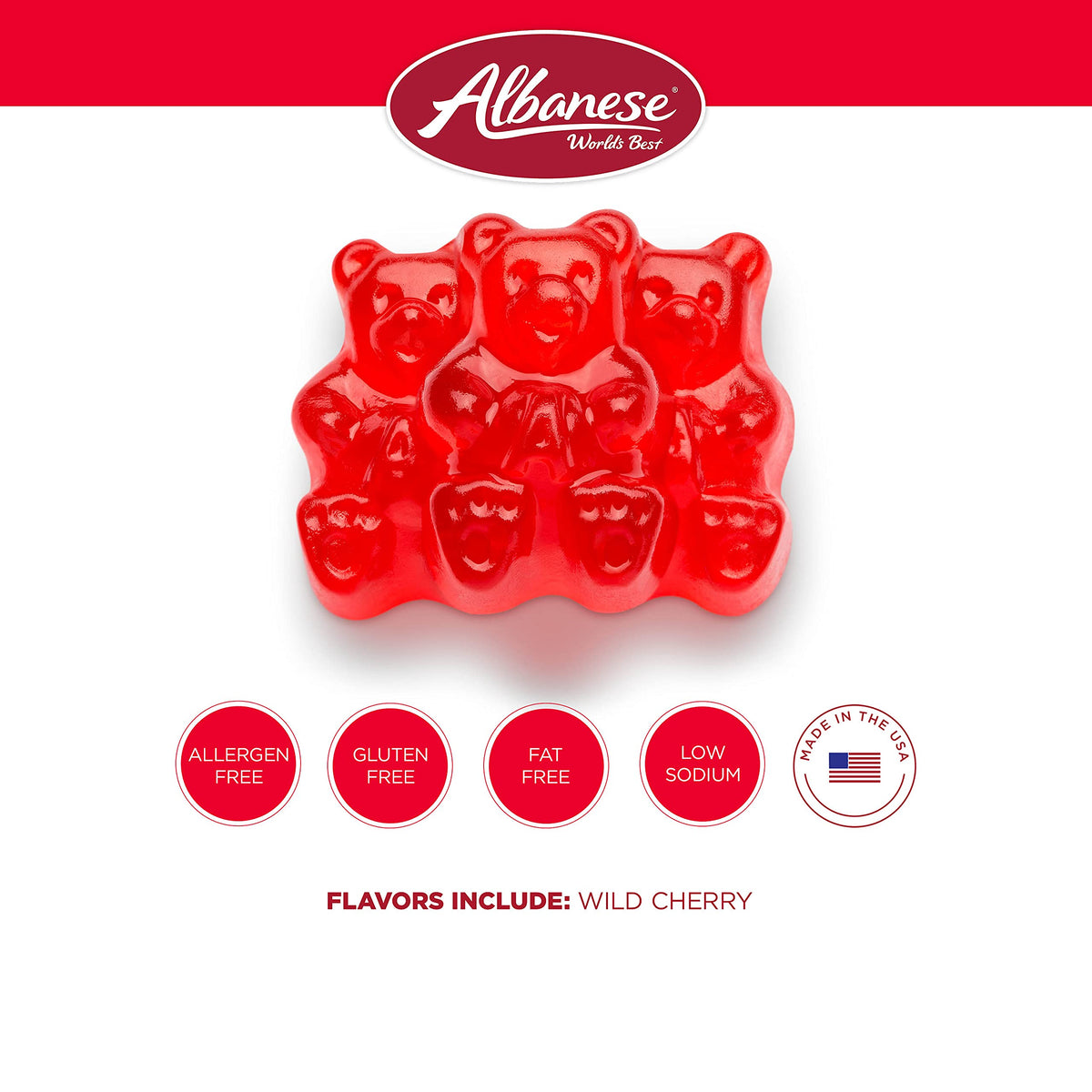 Albanese Candy, Wild Cherry Gummi Bears, 5-pound Bag
