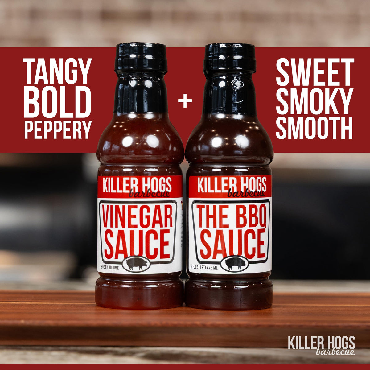 Killer Hogs The BBQ Sauce & Vinegar Sauce Pack of 2 Bottles | Use for all your Grillings Needs including Chicken, Beef, and Pork | 16 oz Per Bottle |