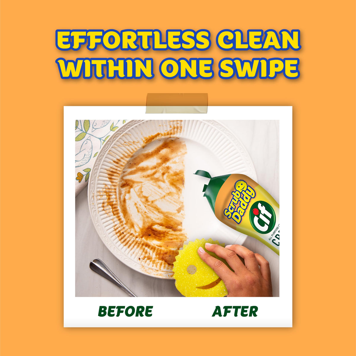 Scrub Daddy Scrub Mommy + Cif Cream All Purpose Cleaner, Original - Cleaning Supplies with Household Cleaning Cream & Non Scratch Sponge - Bathroom
