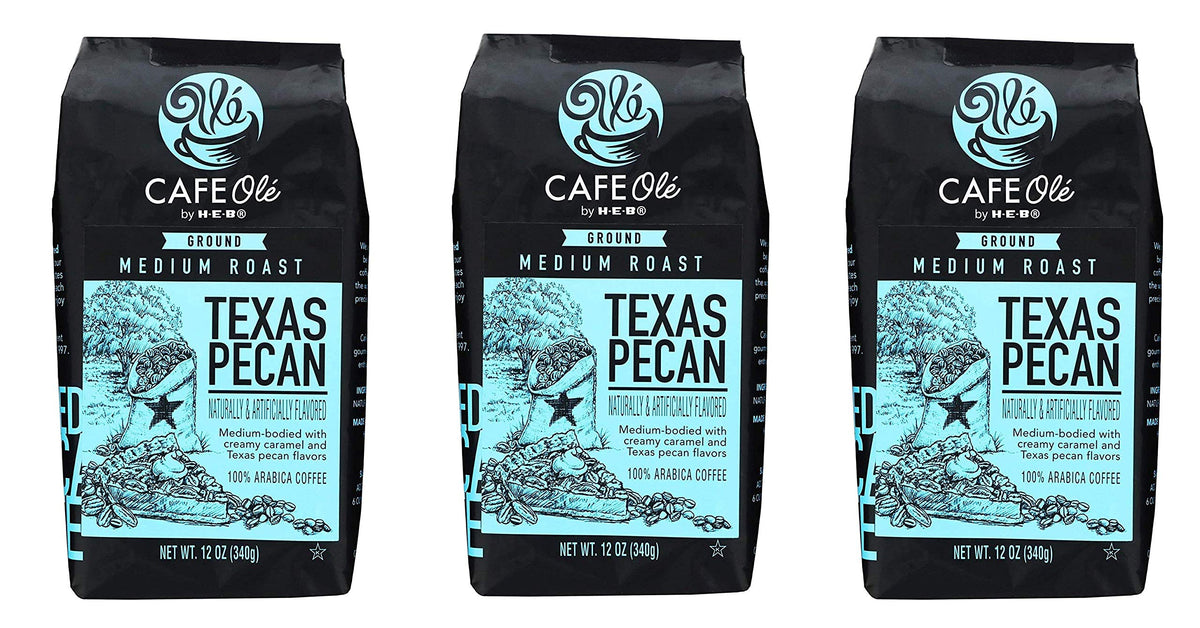 Roasting Plant Cafe Ole Texas Pecan Ground Coffee 12oz pack of 1 (12 Ounce (Pack of 3))