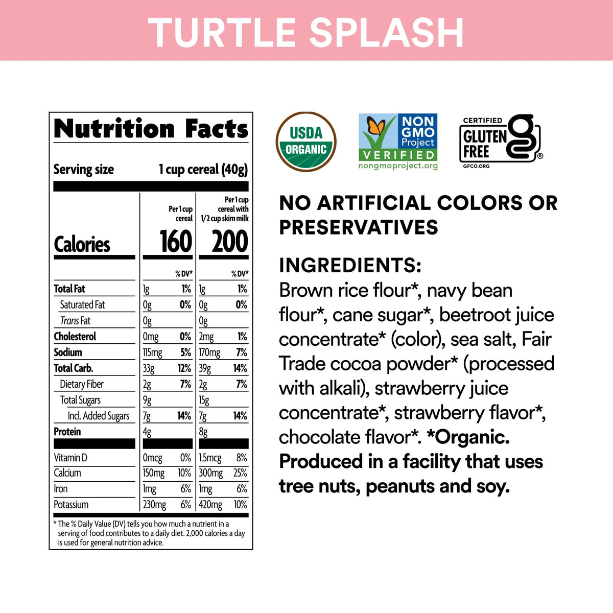 EnviroKidz Organic Turtle Splash Cereal, 10 oz (Pack of 1), Strawberry & Chocolate, Gluten Free, Non-GMO, Fair Trade, by Nature's Path