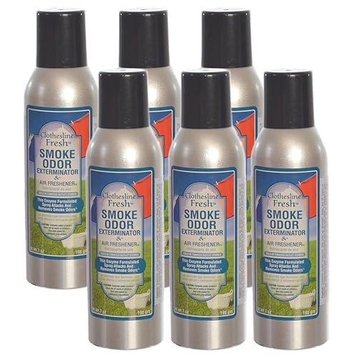Smoke Odor Exterminator Removes Cigar/Cigarette/Pipe/Tobacco Smells 7oz Spray Air Freshener, Clothesline Fresh (6-Pack)