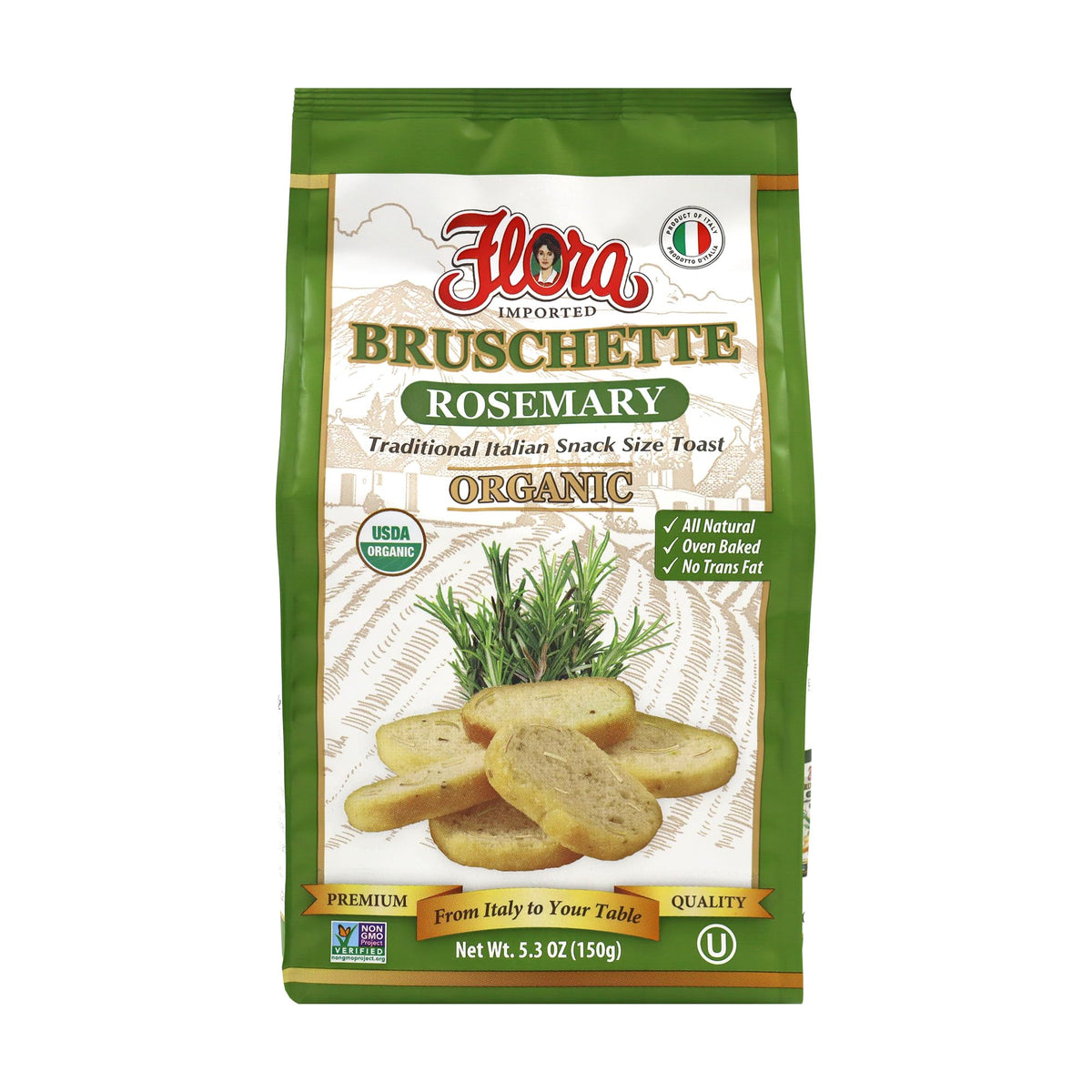 Flora Foods Organic Bruschette Mini Toasts (Rosemary) - Imported from Italy - Bread for Bruschetta