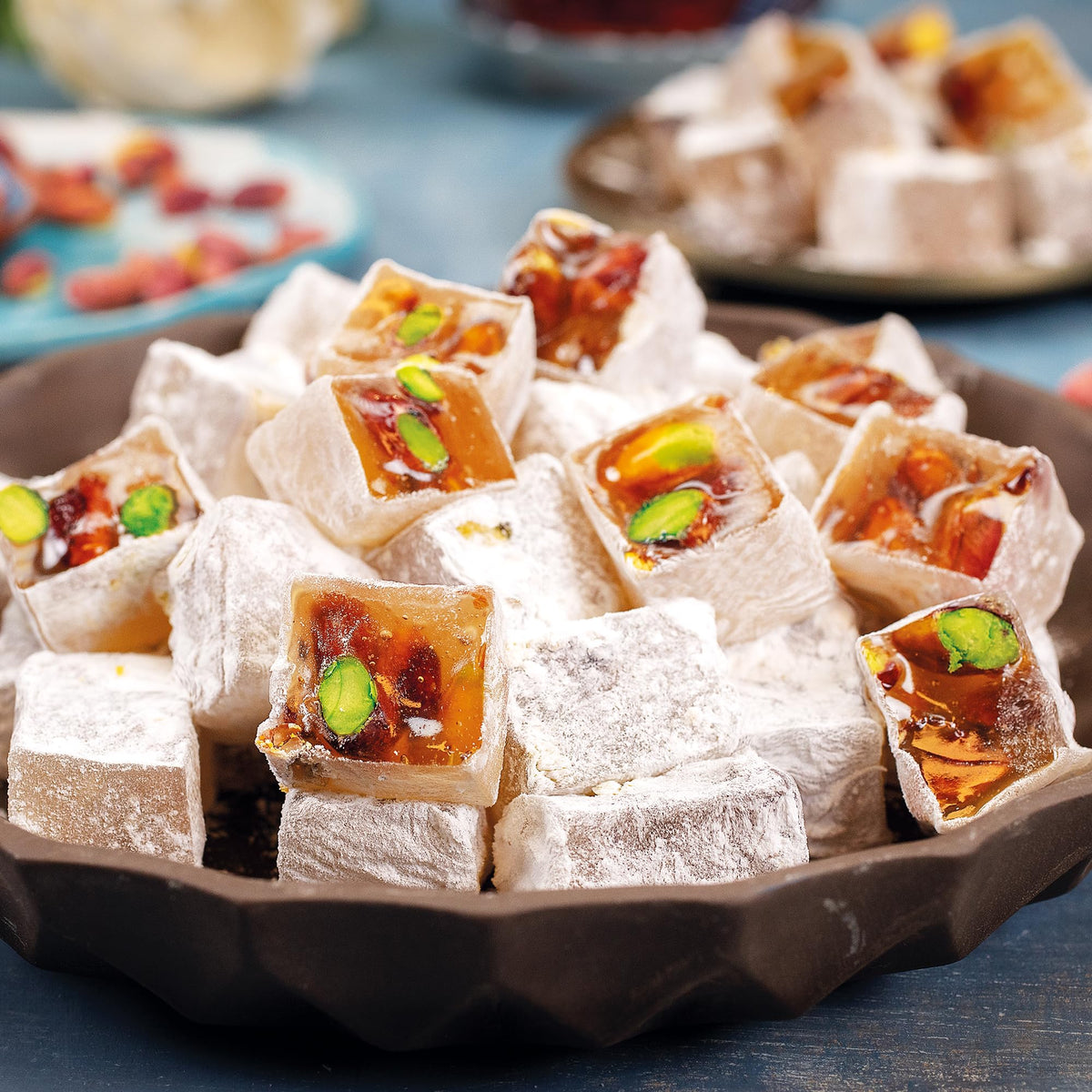 Hazer Baba Turkish Delight Pistachio Candy, 16oz (Pack of 1) Gourmet Snack Box, Traditional, Vegan Snack, Turkish Lokum, Unique Sweets, Loukumi