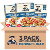 Quaker Oatmeal Squares Breakfast Cereal, Brown Sugar, 14.5oz Boxes (3 Pack)