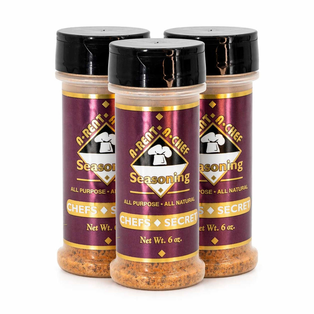 All Purpose Gluten Free Seasoning - 3 pack of 6 oz - A-Rent-A-Chef All Natural - Made in the USA - Made in Nebraska - MSG Free - All Natural Food