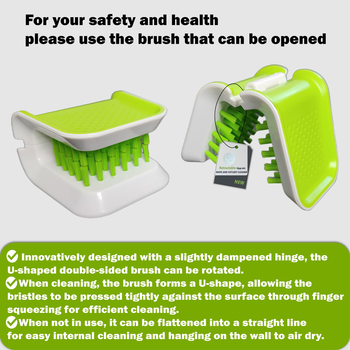 Zcircle, Openable BladeBrush Knife and Cutlery Cleaner Brush, Silverware Scrubber, Bristle Scrub for Kitchen Washing, Non-Slip