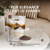Snackathon Milk Chocolate Sea Salt Vanilla Caramels, 15 oz, Vanilla Infused Chocolate Covered Caramels Made in Small Batch, Sweet & Salty Snacks in