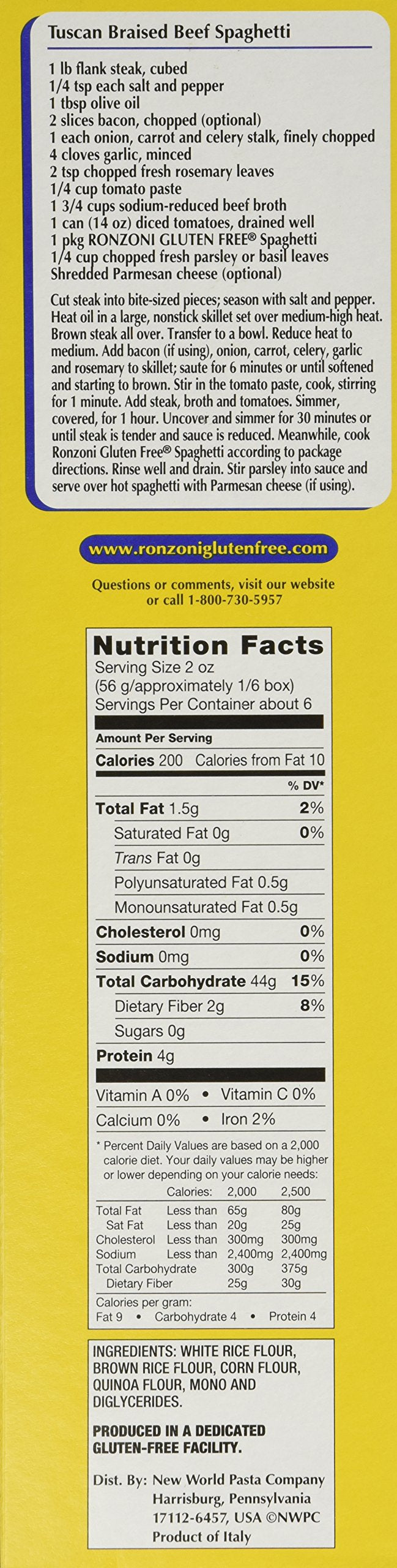 PACK OF 12 - Ronzoni Gluten Free Spaghetti, 12 oz