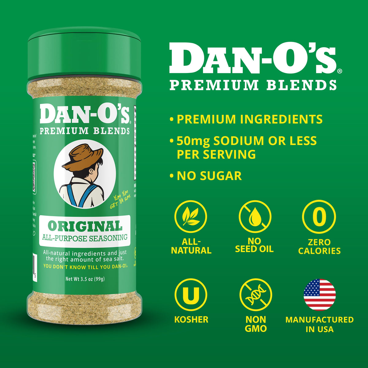 Dan-O's 6 Bottle Seasoning Set, Small Bottles, 6 Pack, Includes Original, Spicy, Chipotle, Crunchy, Cheesoning and Preem-O Seasonings, Sugar Free