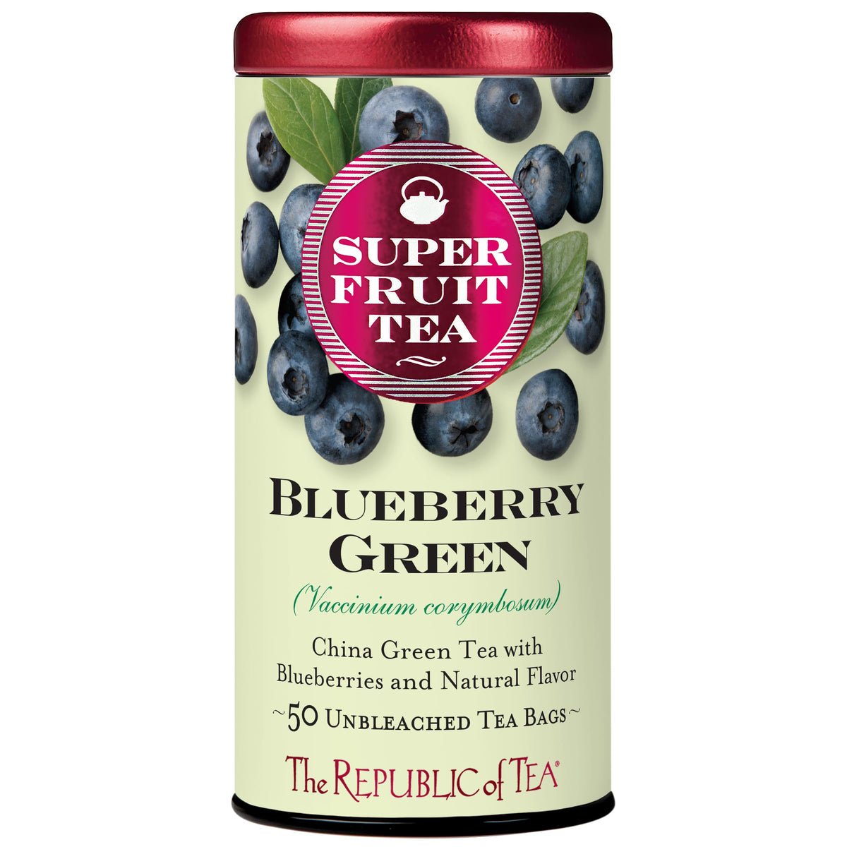The Republic of Tea Blueberry Green Superfruit Tea, 50 Tea Bag Tin