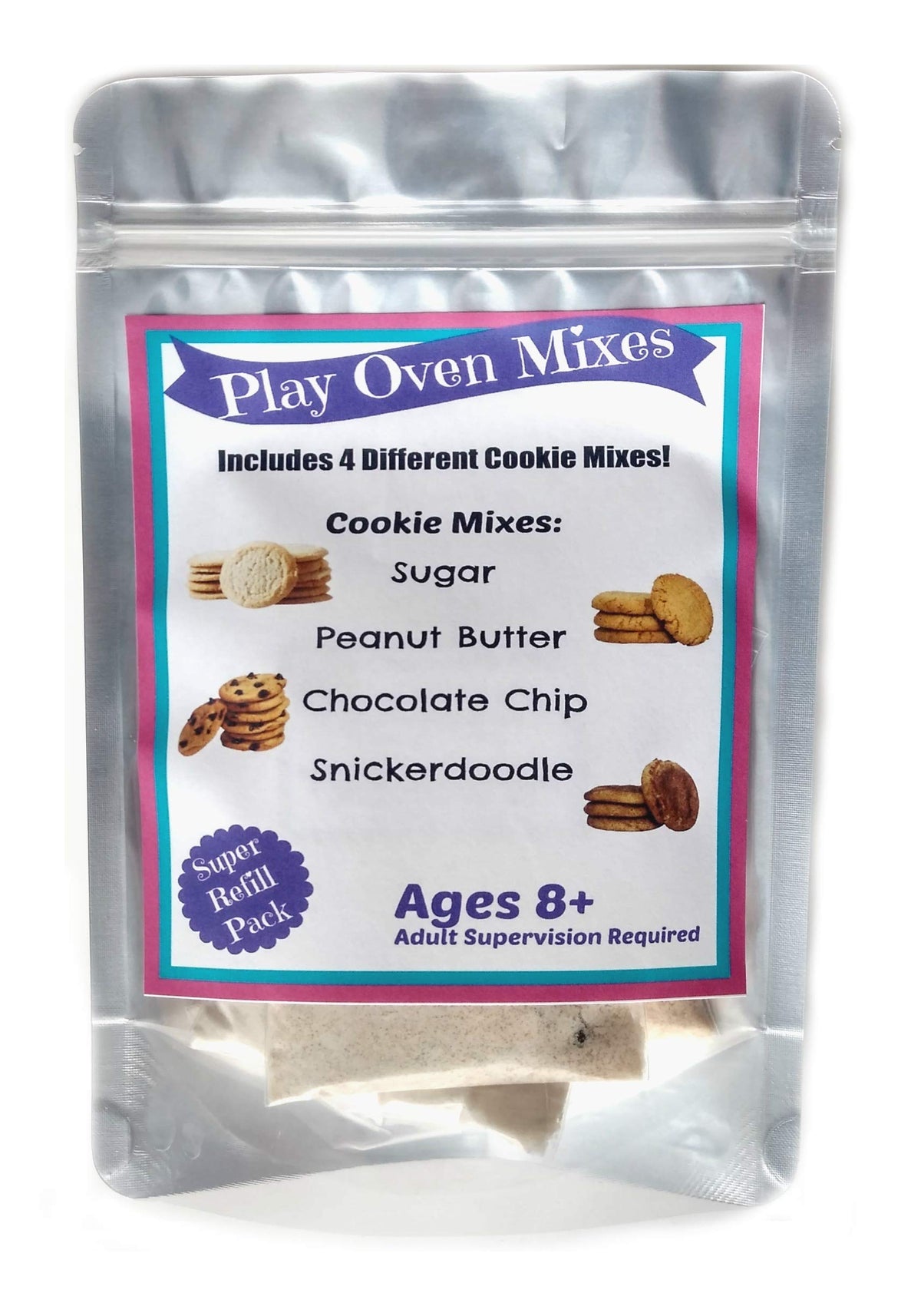 Children's Easy to Bake Oven Mixes Play Toy Real 4 Cookie Super Pack Refill Kit Sugar Peanut Butter Chocolate Chip Snickerdoodle Ultimate Set Cooking Baking Supplies Net Wt 4.8 oz