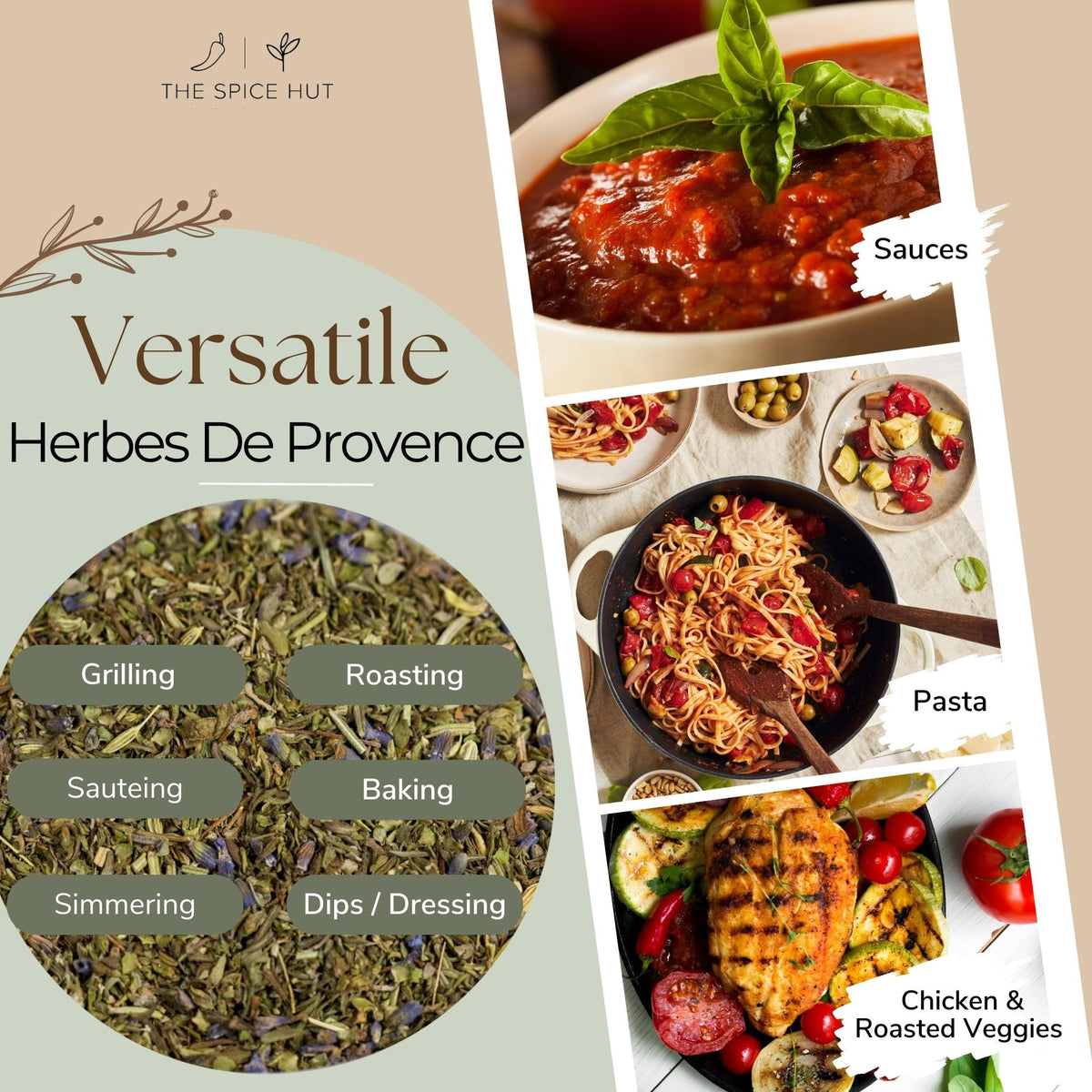 Spice Hut - Organic Herbes De Provence Seasoning Mix with Lavender, Salt Free, Authentic Provencal Blend- French Herbs de Provence Spice for Cooking