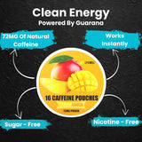 LyvWel 72mg Caffeine Energy Pouches - Pineapple Crush - Clean Tropical Energy with Guarana - 5-Pack (80 Total Pouches)