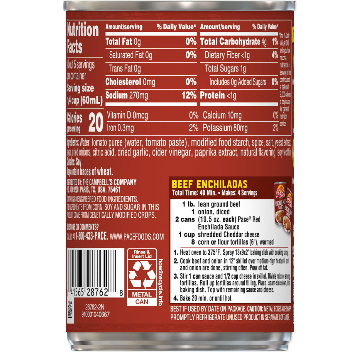 Pace Mild Red Enchilada Sauce, 10.5 oz Can