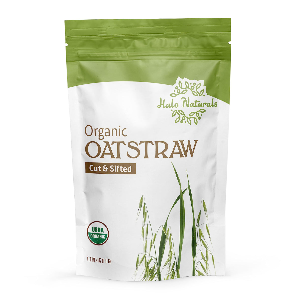 Halo Naturals Organic Oatstraw Cut & Sift, 4 Ounces, USDA Certified | Resealable Pouch| Packaged in The USA (Pack of 1)