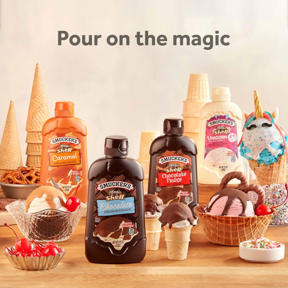 Smucker's Magic Shell Chocolate Flavored Topping, 7.25 oz Squeeze Bottle, 8 Count Case