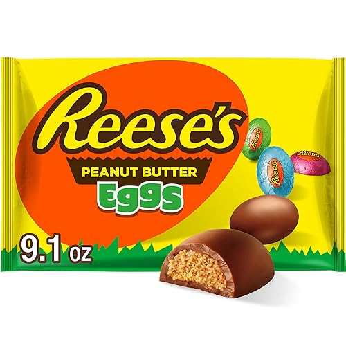 REESE'S Milk Chocolate Peanut Butter Creme Eggs, Easter Candy Bag, 9.1 oz