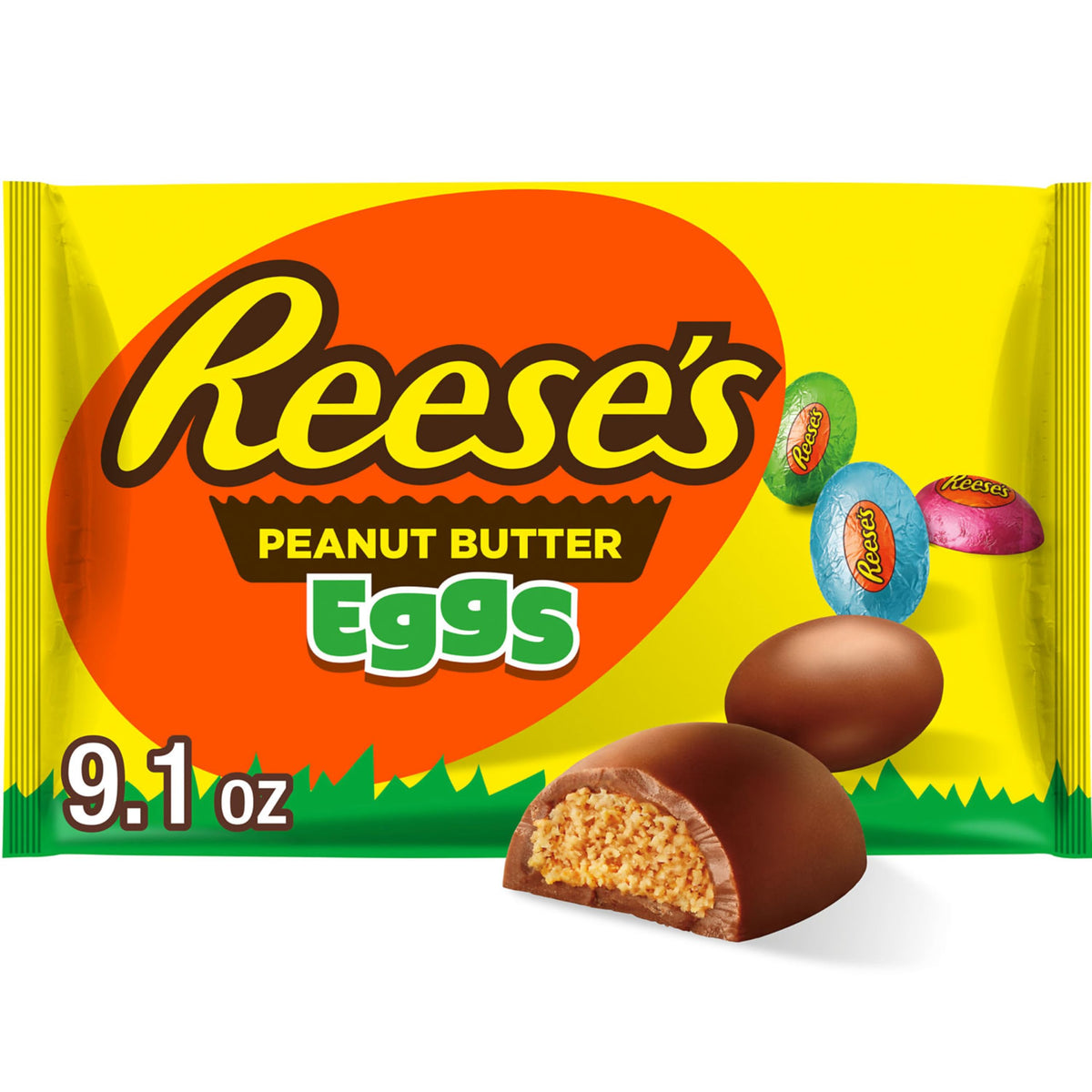 REESE'S Milk Chocolate Peanut Butter Creme Eggs, Easter Candy Bag, 9.1 oz