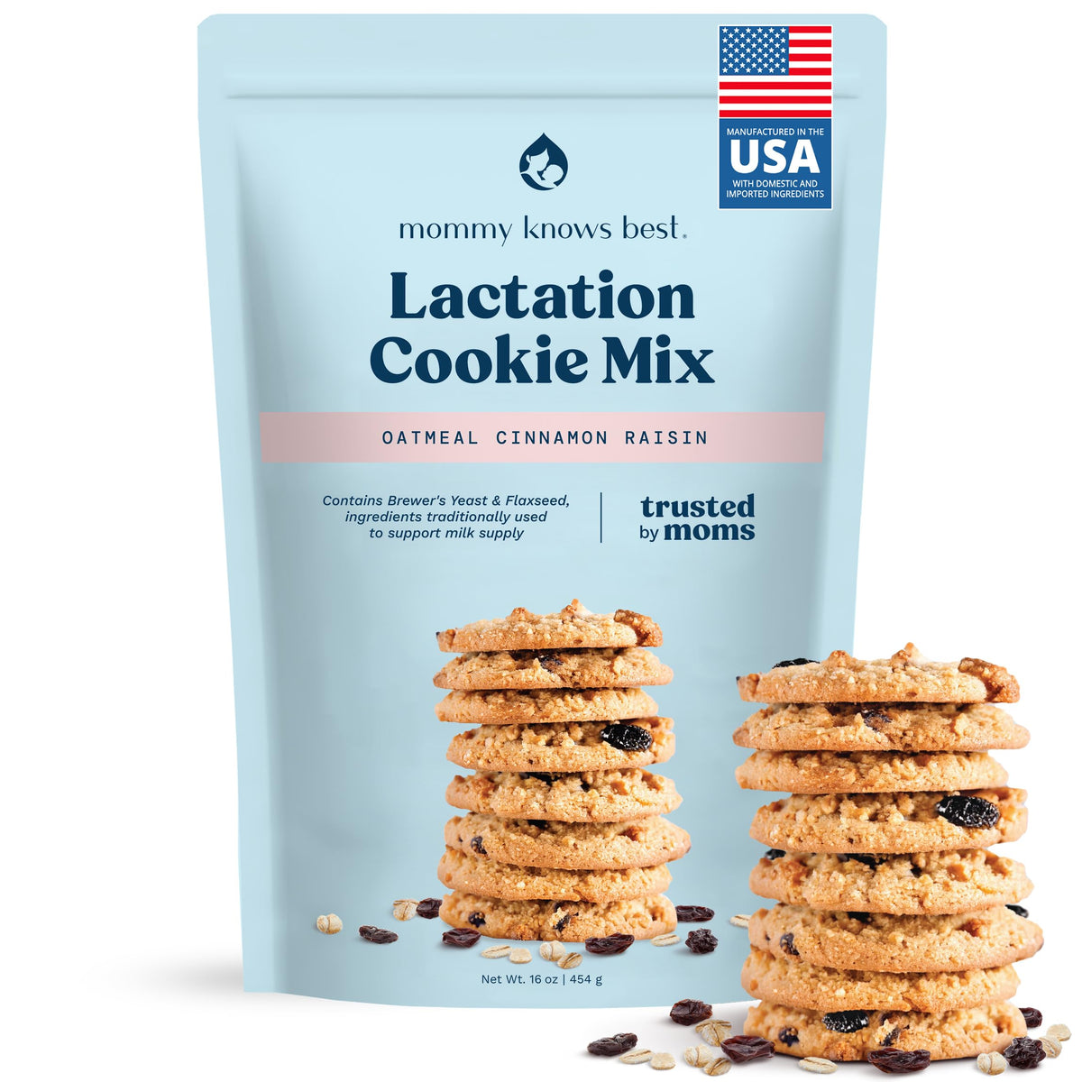Lactation Cookies Mix - Oatmeal Breastfeeding Cookie Supplement Support for Breast Milk Supply Increase (Cinnamon Raisin, 1 Pound (Pack of 1))