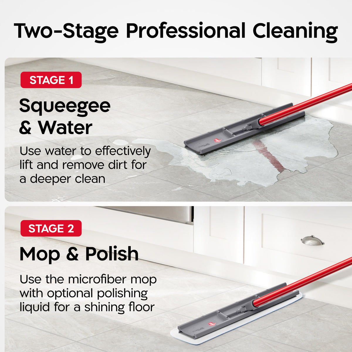 Tyroler Heavy Duty Floor Squeegee for Concrete Floors | 16.5" Squeegee for Floor with 55" 4-Part Handle | Squeegees Broom for Floors | The