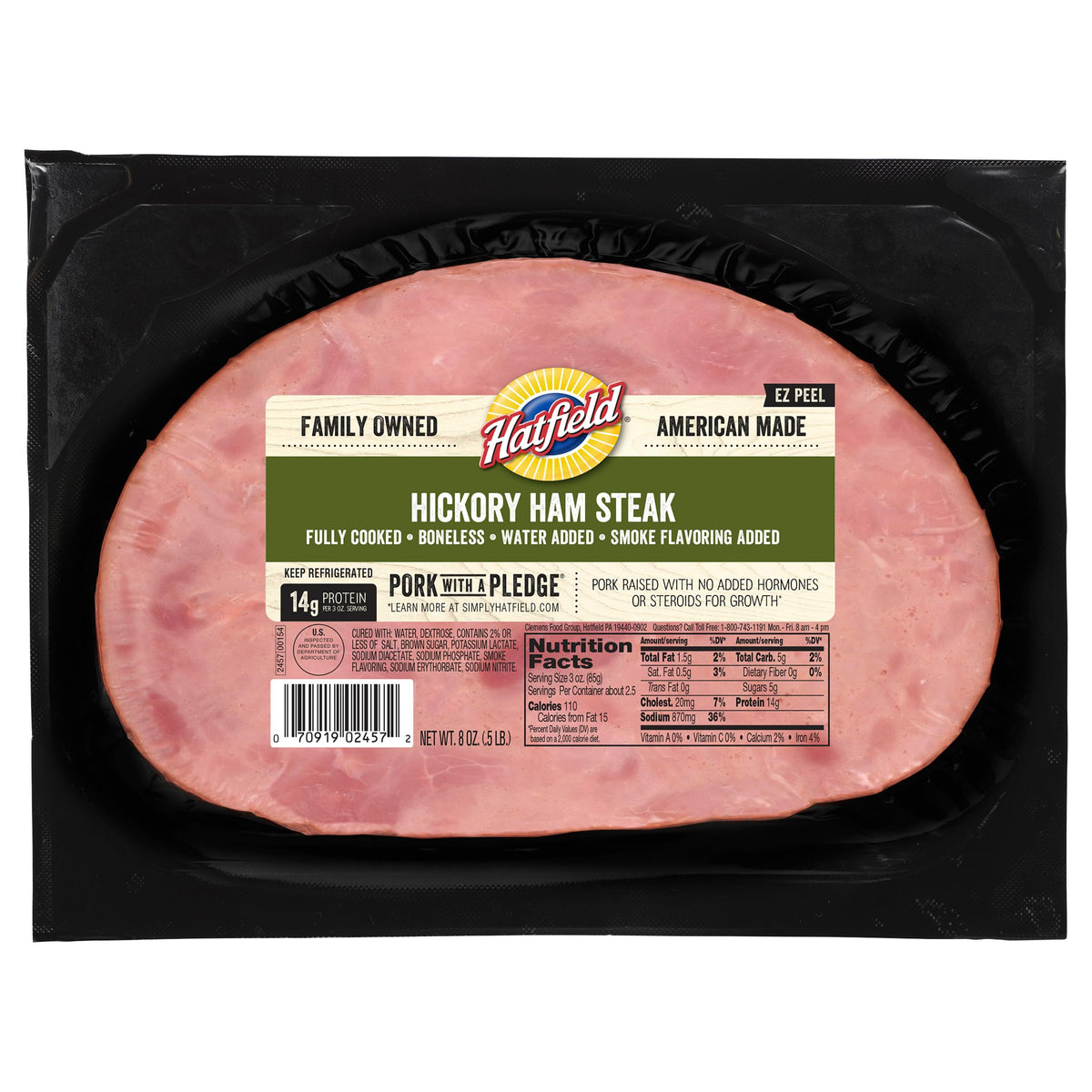 Hatfield, Hickory Boneless Ham Steak, 8 Ounce