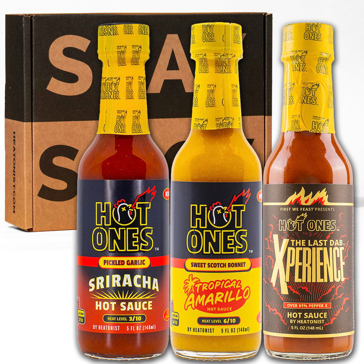 Hot Ones Hot Sauce Challenge Set - Season 27 Trio - Hot Sauces Gift Set - Variety Pack - Made with Natural Ingredients - Unique Small Batch Sampler