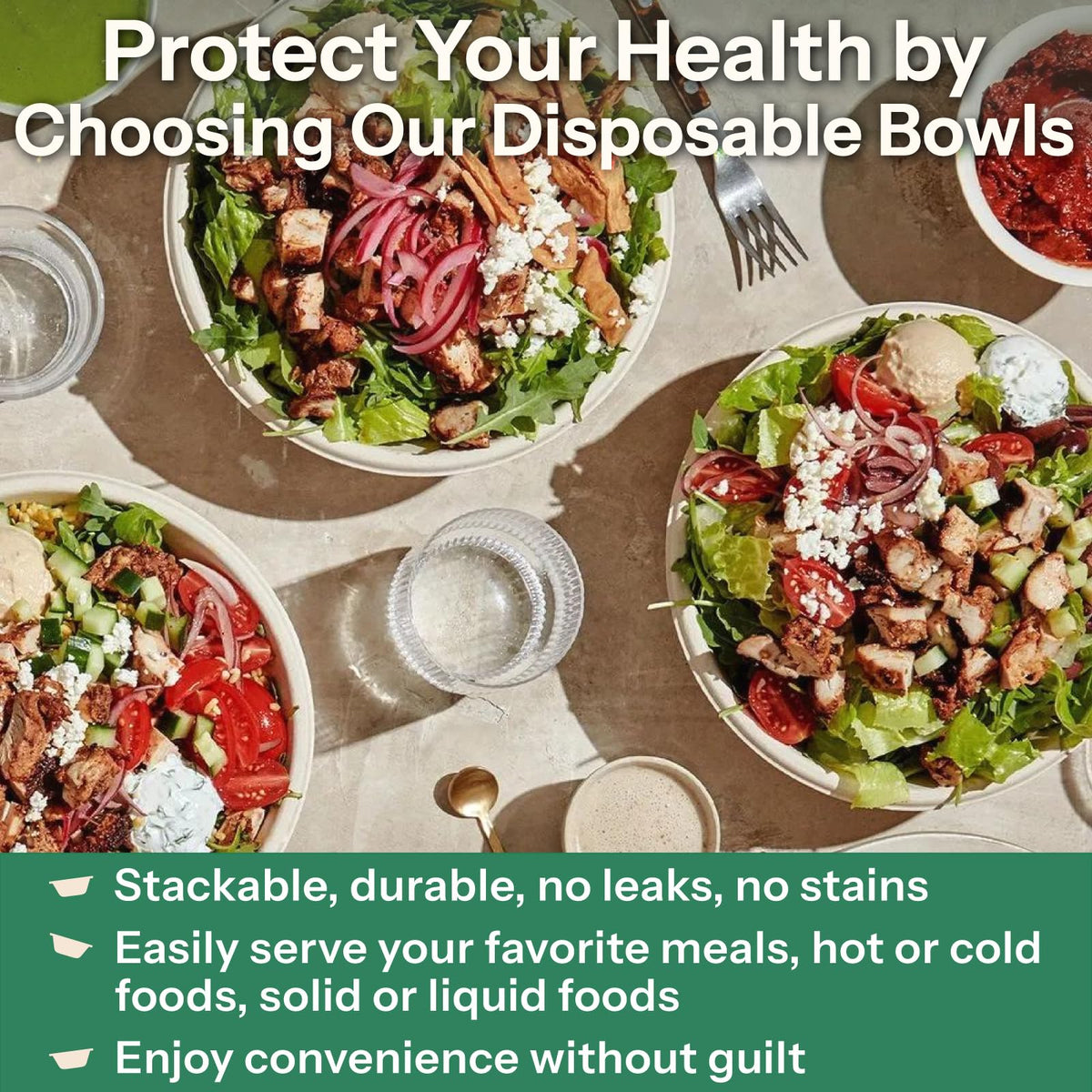 Homestockplus Large Disposable Bowls 48 Oz Heavy Duty Compostable Paper Bowls [100 Pack], Extra Large Catering Bowls for Restaurants, Salad, Buffet