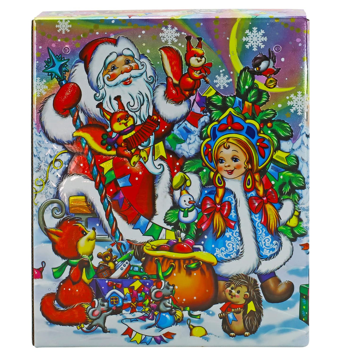 RUSA New Year's Candy Gift Russian Candy Mix Box - Assortment Chocolate Candy Mix - Variety of Russian Candy Cardboard Pack Box Little Squirrel