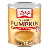 Libby's 100% Pure Pumpkin, Thanksgiving and Holiday Desserts, Pumpkin Pie Filling, Bulk, 6 lb 10 oz Can