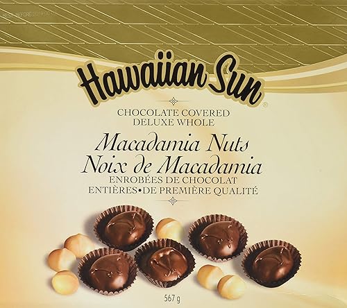 Hawaiian Sun Milk Chocolate Covered Deluxe Whole Macadamia Nuts - 567g Gift Box